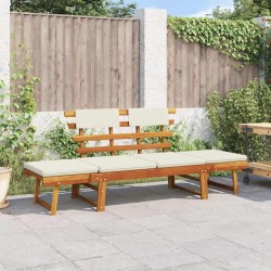 Banc de jardin avec coussins 2-en-1 190 cm Bois solide d'acacia 