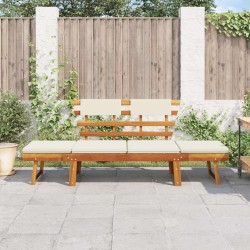 Banc de jardin avec coussins 2-en-1 190 cm Bois solide d'acacia 