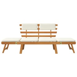 Banc de jardin avec coussins 2-en-1 190 cm Bois solide d'acacia 