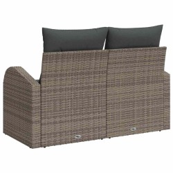 Canapé de jardin 2 places avec coussins gris en Poly Rattan 
