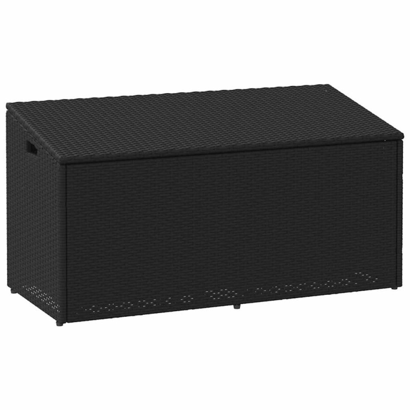 Boîte de rangement de jardin noir 110x50x58 cm résine tressée 