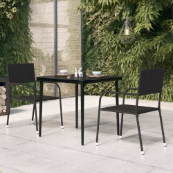 Table à dîner de jardin Noir 80x80x74 cm Acier et verre 
