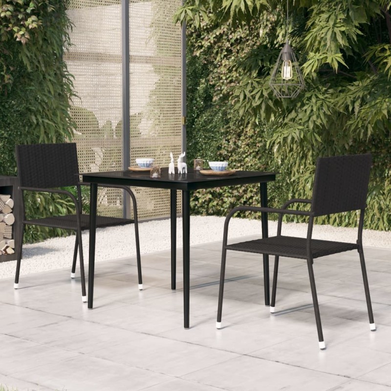 Table à dîner de jardin Noir 80x80x74 cm Acier et verre Table à dîner de jardin Noir 80x80x74 cm Acier et verre