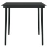 Table à dîner de jardin Noir 80x80x74 cm Acier et verre 