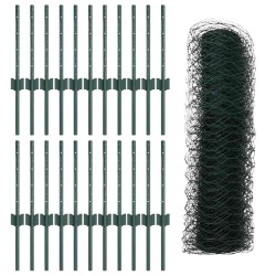 Poteaux de clôture 11 pcs U-Channel Vert 40 cm Acier 