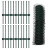 Poteaux de clôture 11 pcs U-Channel Vert 40 cm Acier 