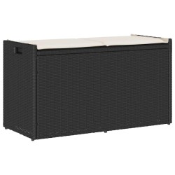 Banc de rangement extérieur coussin noir 100 cm résine tressée 
