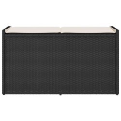 Banc de rangement extérieur coussin noir 100 cm résine tressée 