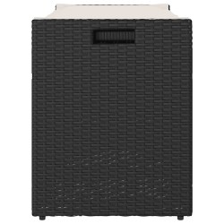 Banc de rangement extérieur coussin noir 100 cm résine tressée 