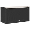 Banc de rangement extérieur coussin noir 100 cm résine tressée 