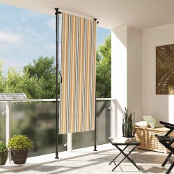 Store roulant d'extérieur jaune et blanc 100x270 cm tissu acier 