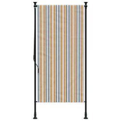 Store roulant d'extérieur jaune et blanc 100x270 cm tissu acier 