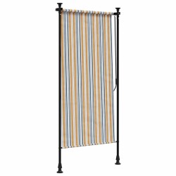 Store roulant d'extérieur jaune et blanc 100x270 cm tissu acier 