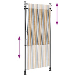 Store roulant d'extérieur jaune et blanc 100x270 cm tissu acier 