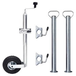 Roue jockey 48 mm avec 2 tubes de support et 3 pinces fendues 