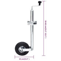 Roue jockey 48 mm avec 2 tubes de support et 3 pinces fendues 