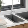 Évier de cuisine avec trop-plein en granit gris 