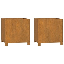 Jardinières avec pieds 2 pcs Rouillé 42x40x43 cm Acier corten 