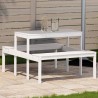 Table de pique-nique blanc 110x134x75 cm bois massif de pin 