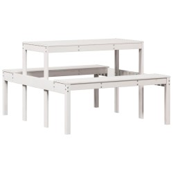Table de pique-nique blanc 110x134x75 cm bois massif de pin 