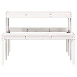 Table de pique-nique blanc 110x134x75 cm bois massif de pin 