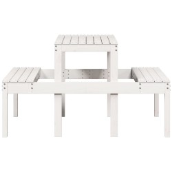Table de pique-nique blanc 110x134x75 cm bois massif de pin 