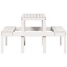 Table de pique-nique blanc 110x134x75 cm bois massif de pin 