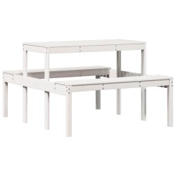 Table de pique-nique blanc 110x134x75 cm bois massif de pin 