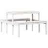 Table de pique-nique blanc 110x134x75 cm bois massif de pin 