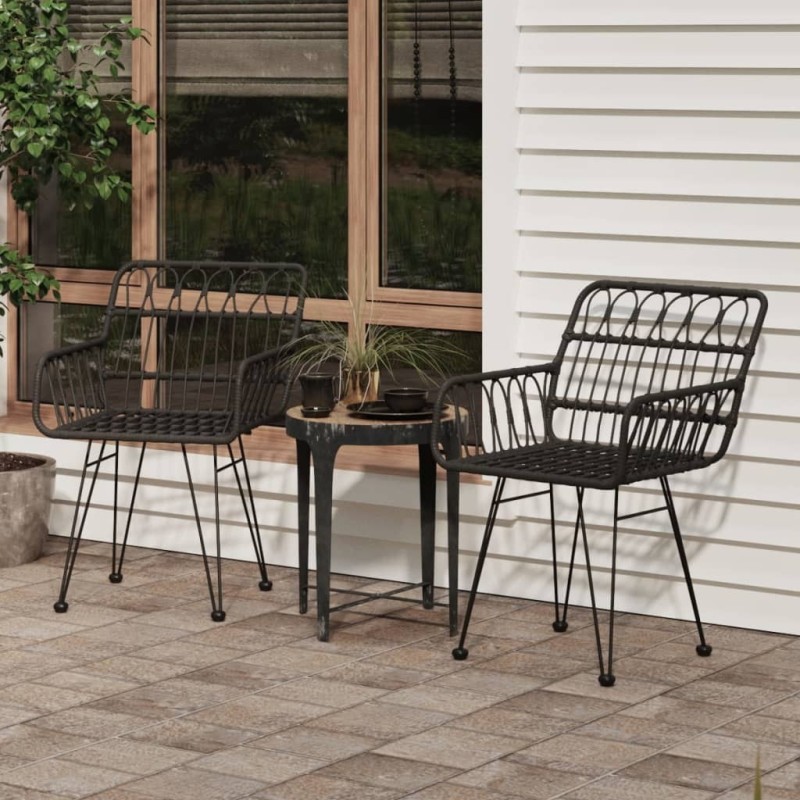Chaises de jardin lot de 2 avec accoudoir Noir 56x64x80 cm 