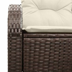 Canapé de jardin 2 places avec coussins en poly rotin marron 
