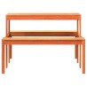 Table de pique-nique cire marron 110x134x75 cm bois massif pin 