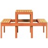 Table de pique-nique cire marron 110x134x75 cm bois massif pin 