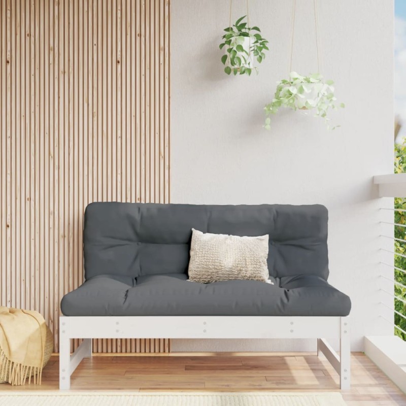 Canapé central de jardin blanc 120x80 cm bois de pin massif 