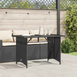 Table de jardin avec dessus en verre noir 110x68x70 poly rotin 