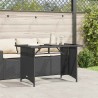 Table de jardin avec dessus en verre noir 110x68x70 poly rotin 