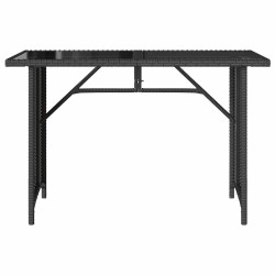 Table de jardin avec dessus en verre noir 110x68x70 poly rotin 