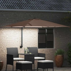 Parasol de jardin Taupe 248.5 x 247.5 x 160 cm tissu 