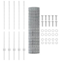 Clôture Euro avec 10 poteaux Argent 1,2x10 m Acier 