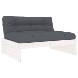 Canapé central 120x80 cm blanc bois de pin massif 