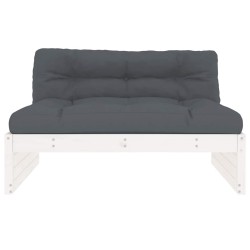 Canapé central 120x80 cm blanc bois de pin massif 