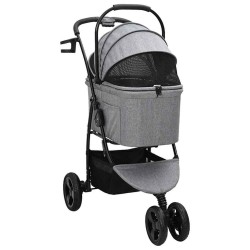 Poussette Pliante pour Animaux Réglable Gris 78 x 54 x 101 cm 