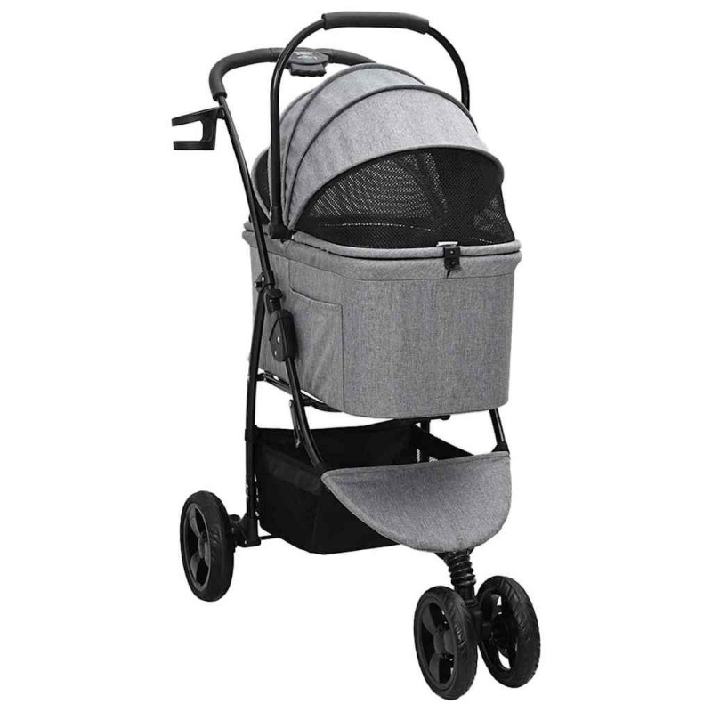 Poussette Pliante pour Animaux Réglable Gris 78 x 54 x 101 cm 