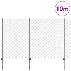 Clôture en Chaîne avec 20 Poteaux U Gris 1,5x10 m Acier 