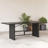 Table de jardin dessus en verre noir 190x80x74cm résine tressée 