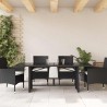 Table de jardin dessus en verre noir 190x80x74cm résine tressée 
