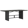 Table de jardin dessus en verre noir 190x80x74cm résine tressée 