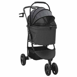 Poussette Pliante pour Animaux Réglable Noir 78 x 54 x 101 cm 