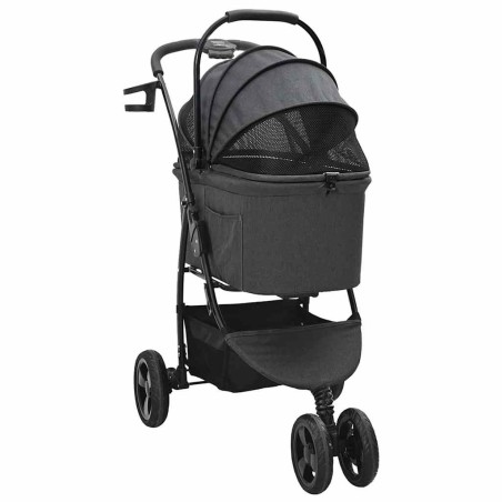 Poussette Pliante pour Animaux Réglable Noir 78 x 54 x 101 cm 