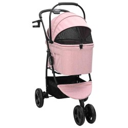 Poussette Pliante pour Animaux Réglable Rose 78 x 54 x 101 cm 